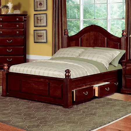 Transitional Full Bed with Under Bed Storage Drawers